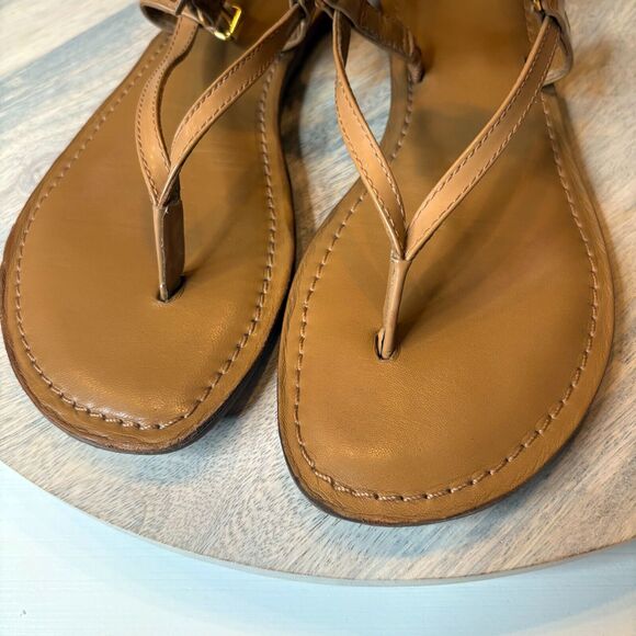 Tory Burch Women's Ali Thong Royal Tan Leather Sandals with Box US Size 7.5 $195 - Picture 5 of 10